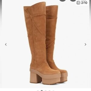 UGG Tall Platform Over-the-Knee Boots in Cognac